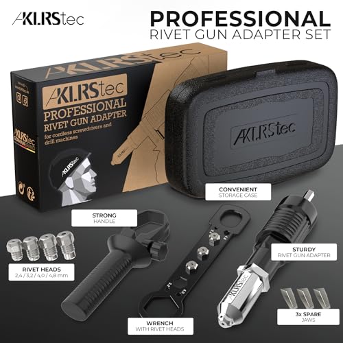 KLRStec Professional Rivet Gun Adapter - Pop Riveter Attachment for Cordless Screwdrivers and Drills - Easy Processing for Pop Rivets