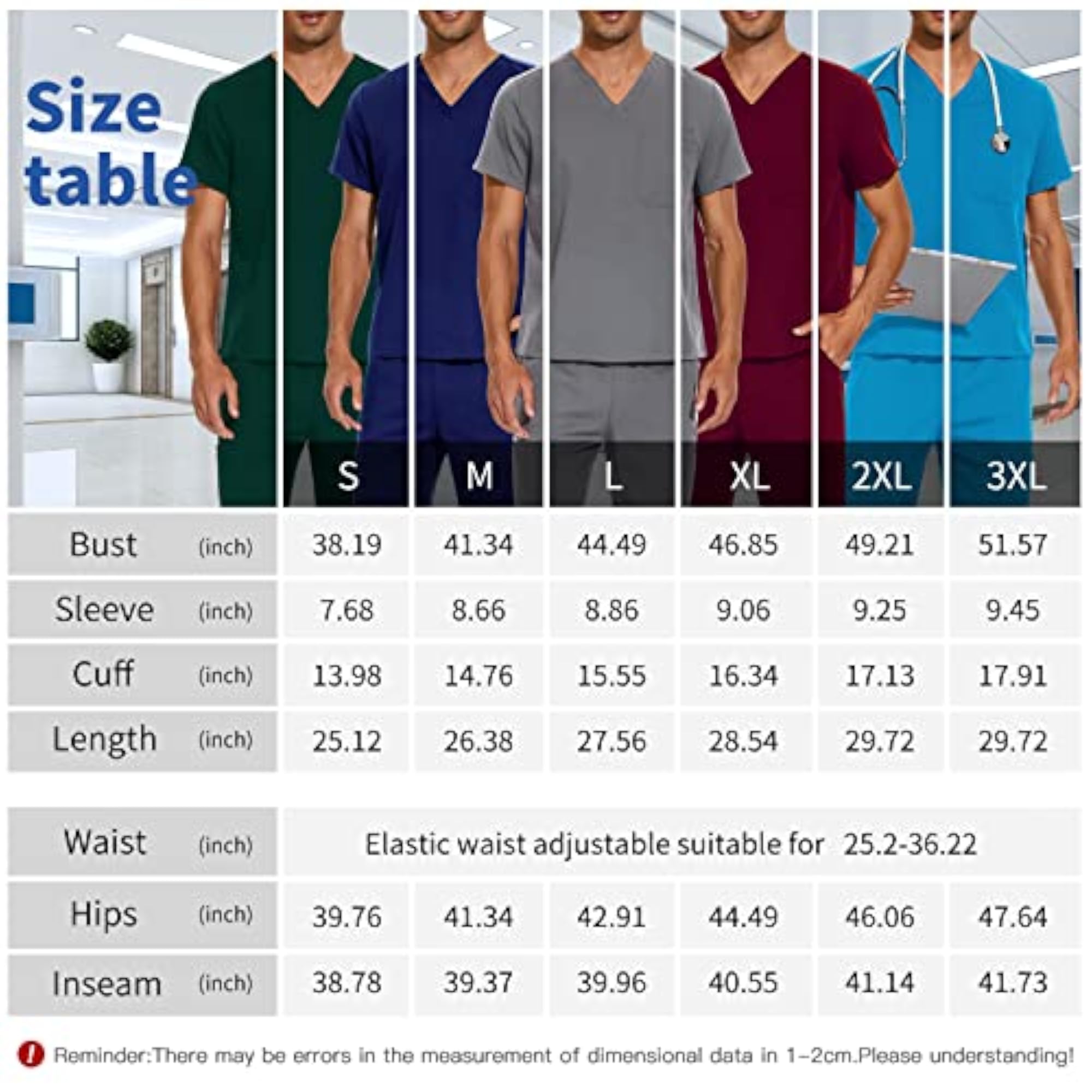 Men's Classic Scrub Set for Medical Uniform Workwear