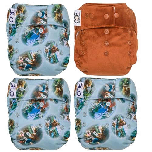 GroVia O.N.E. Reusable Baby Cloth Diaper - 4 Pack Bundle (Color Mix 3)