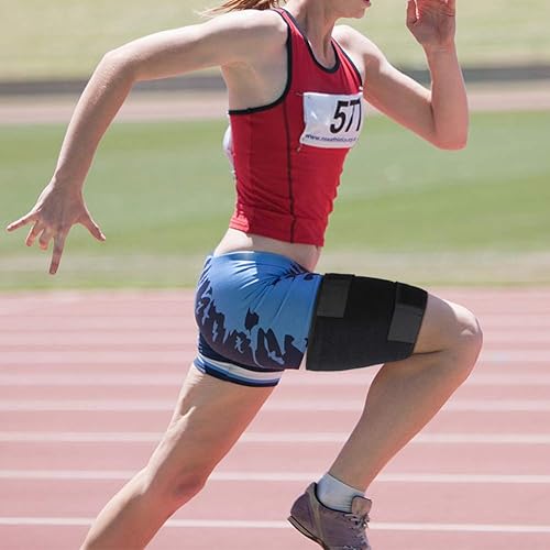 Miniatura 3 de Soporte de muslo, manga de compresión para isquiotibiales con tira antideslizante para esguinces, tendinitis, tensiones, rehabilitación y