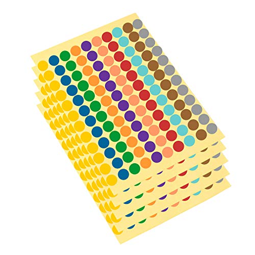5 Blätter Runde Punktaufkleber, 1.2cm Farbkodierung Etiketten 10 Farben Selbstklebende Aufkleber 600 Stück Cover