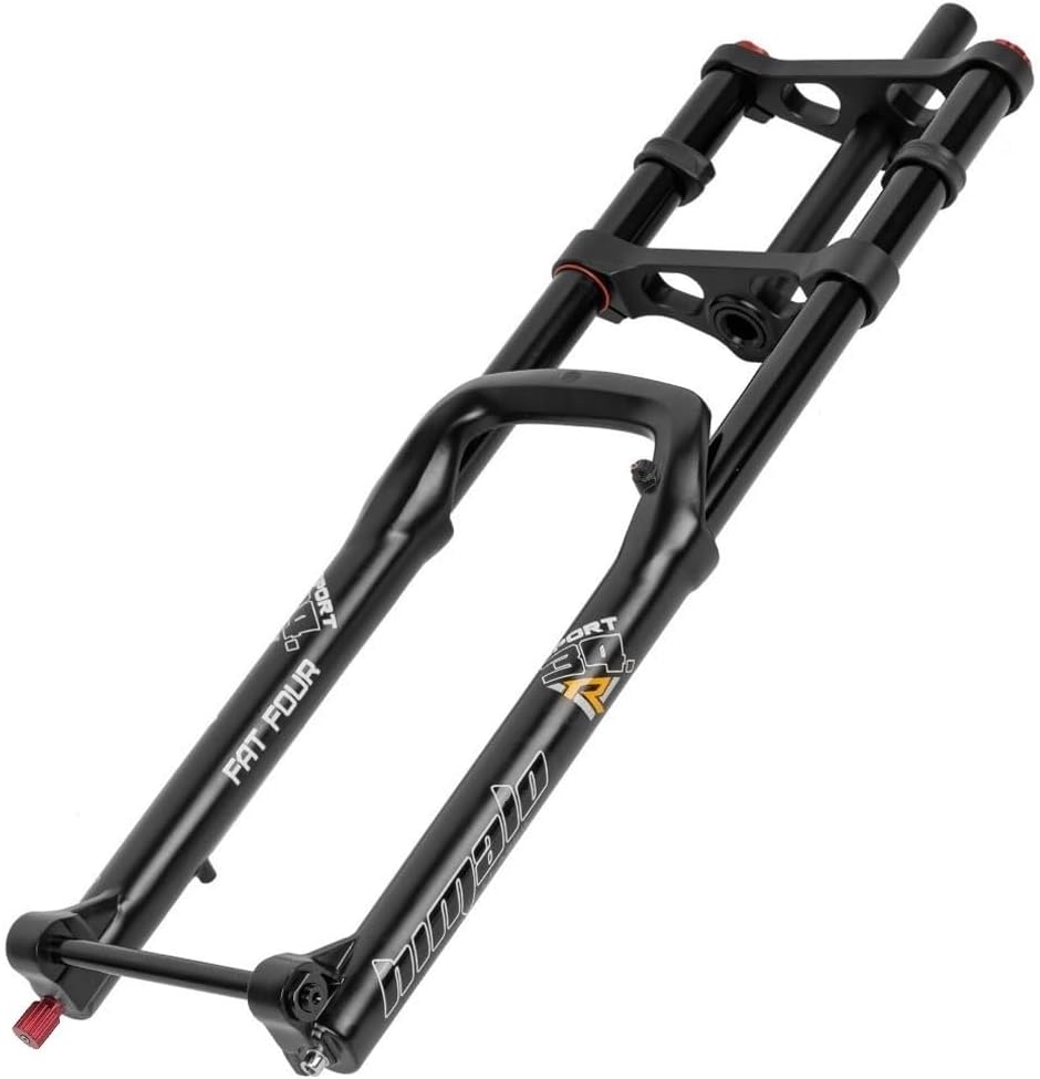 MTB Air Suspension Fork 26x5.0'' Fat Bike Fork Travel 190mm 1-1/8 Straight Front Fork Thru Axle 15x150mm Rebound Adjustable Double Shoulder Manual Lockout，for Mountain Bike Ebike(Black)