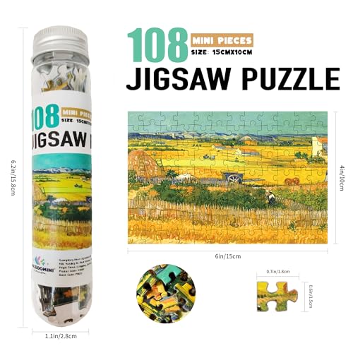 KALEIDOMINI-108 piezas rompecabezas pequeños para adultos - Serie de pinturas al óleo de Van Gogh, 6 x 4 pulgadas, 3 paquetes, rompecabezas mini desafiantes miniatura 3