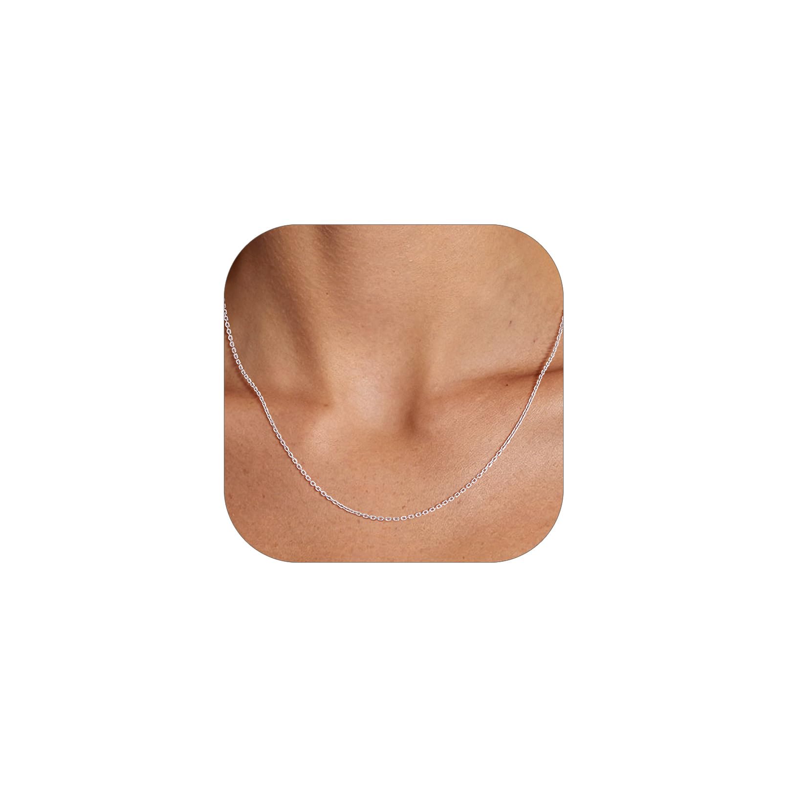 FOCALOOK Edelstahl Kette Damen 1.4mm/2mm dünne Rolokette Edelstahl Halskette Ersatzkette für Anhänger Silber/Gold/Rosegold/Schwarz wählbar 35/40/45/50/55/60/65/70/75cm Länge