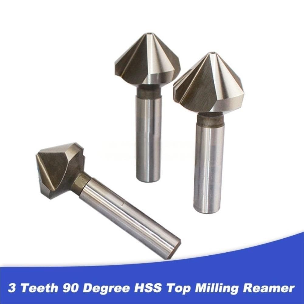 Broca avellanadora Escariador de fresado superi0r HSS 3 dientes, antienvejecimiento, broca fresa extremo biselado 90 grados for CNC, 1 pieza(50mm)