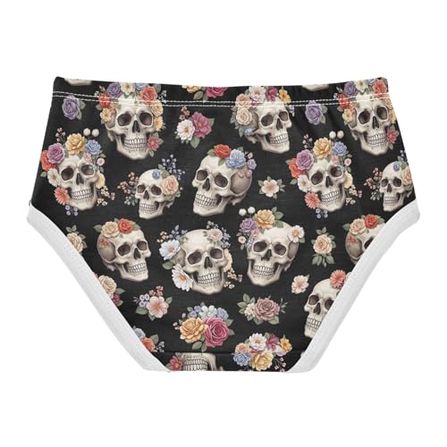 Joisal Designer Toddlers Underwear Floral 2t Cotton Cute Panties Girl Chic Skulls Florals Black Briefs Kids Undies2