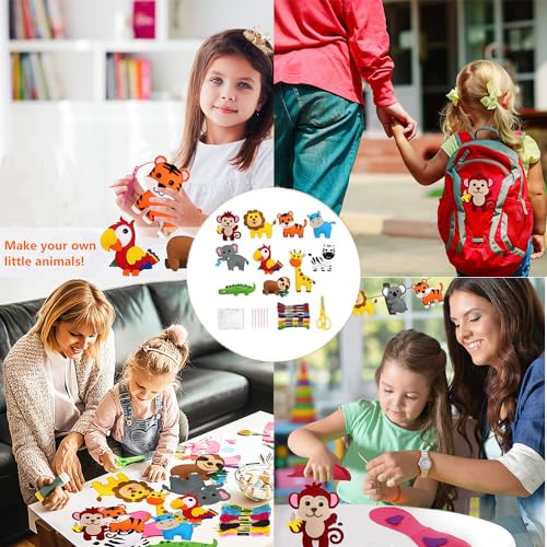 RXKFIGX 10 pcs Felt Sewing Craft Kit Animal Sewing Craft Kit for Kids DIY Sewing Felt Animals Fun Crafts Educational Sewing Kit for Beginner Children Kids Boys and Girls - Image 2