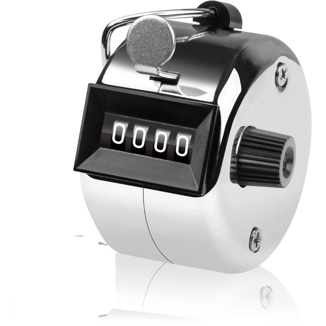 Handheld Tally Counter, 4-Digit counter, Clicker Counter, Hand Mechanical Counters, Clickers Pitch Counter with Reset Knob for Coaching, Knitting, People, Lap, Fishing, Golf, Toddler & Fidget.