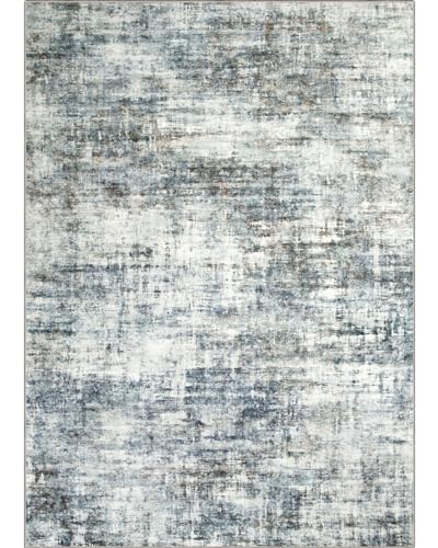 10x14 Area Rugs Washable Rug: Modern Abstract Living Room Rug Soft Anti-Skid Thin Carpet Indoor Floor Non-Shedding Carpets for Bedroom Dining Room Farmhouse Nursery Home Office Blue Multi