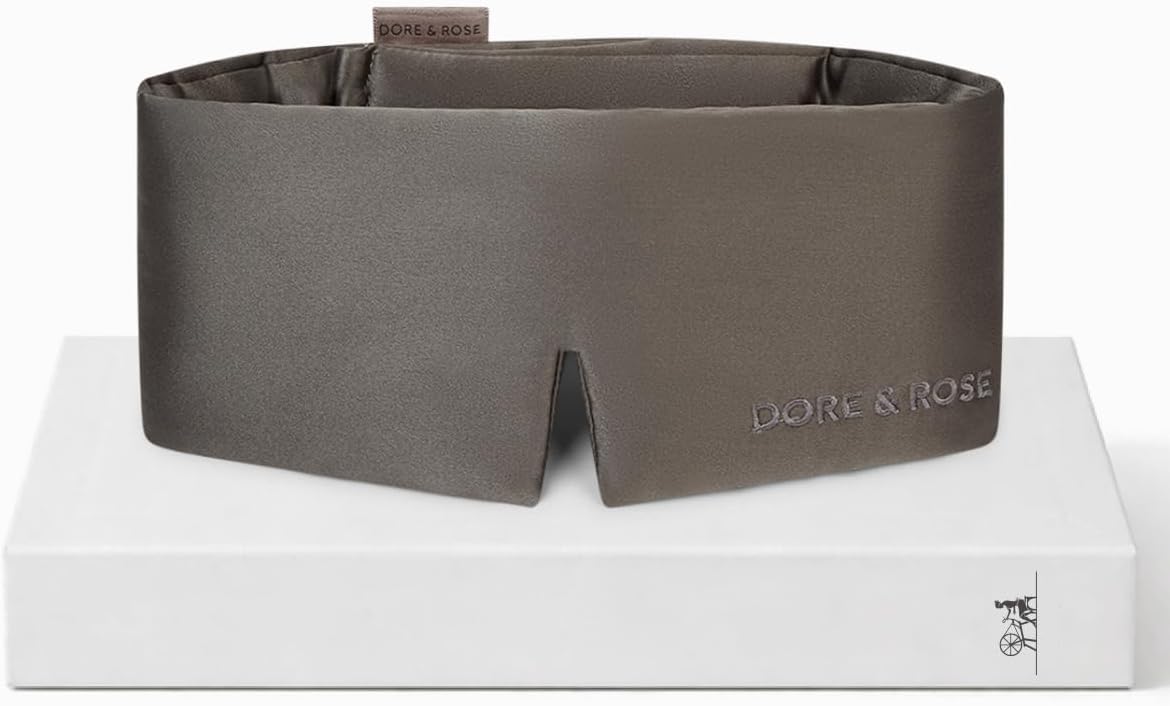 Dore & Rose Deep Sleep Mask for Women and Men - 23 Momme Mulberry Silk Eye Mask for Sleeping and Travel, 100% Blackout, Adjustable Strap, Cooling Soft Black Silk Eyemask Award-Winning Luxury