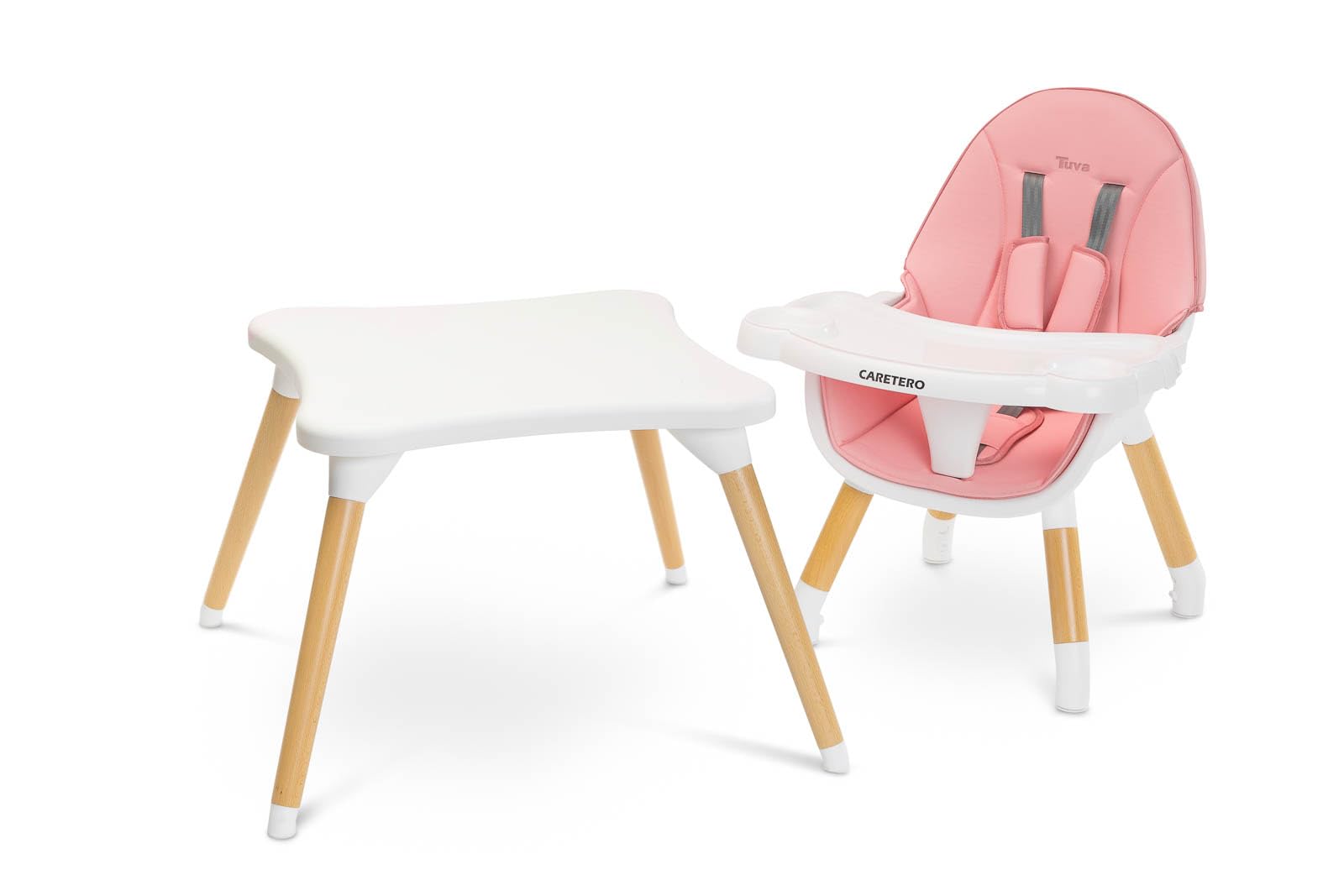 CARETERO - Krzesełko dla dziecka TUVA_p - Skandynawski design - Dziecięce siedzisko do jadalni od 6 miesięcy do 3 lat - Max. Obciążenie 15 kg - Zestaw 2w1 lub krzesełko i stolik - Rózowy