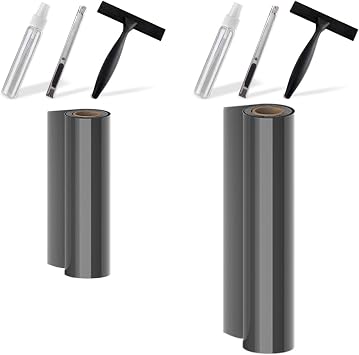 Window Tint for Home 2-Pack 17.5 x 78.7 + 23.6 x 78.7 One Way Privacy Film, Heat & UV Blocking, Static Cling No Glue Renter Friendly Cover for Bedroom & Sliding Glass Door, with 3 Tools, Black