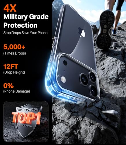 Image of TORRAS Shockproof Case for iPhone 17 Pro Clear, Anti-Yellowing