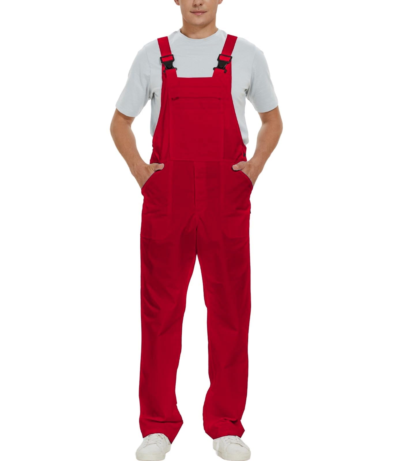 WORK IDEA Men's Bib Overalls Workwear Fashion Lightweight Jumpsuit with Pockets