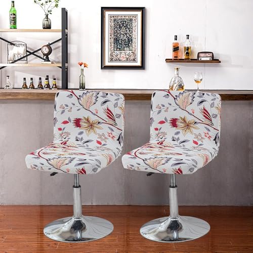 Image of FUANGUI Bar Stool Covers with Backs, 2 Pack Stretch Bar Stool Chair Covers, Knitted Jacquard Bar Stool Covers,Washable Bar Chair Covers Swivel Barstool Slipcovers,10