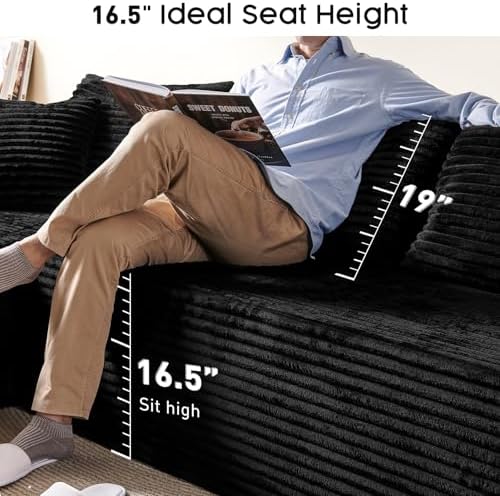 Sectional Couch for Living Room - 108" Modular Cloud Sofa with Chaise, Ultra Soft Corduroy L-Shaped Large Couches, Boneless Deep Seat Sectional Couch, No Assembly Required - 4