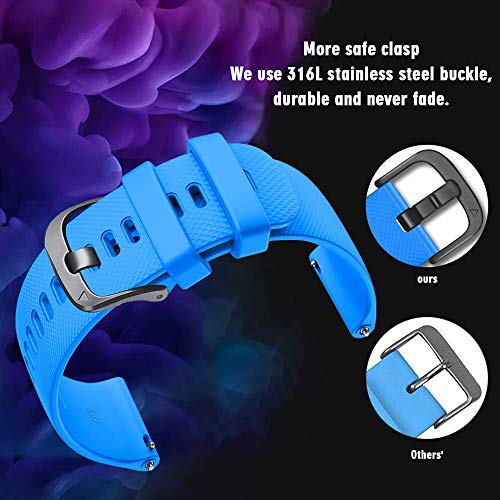 Notocity For Vivoactive 4S Band/Venu 2S Band/Vivomove 3S Band, 18Mm Watch Strap Soft Silicone Replacement For Garmin Vivoactive 4S (40Mm)/Vivomove 3S (39Mm) Smartwatch(Sky Blue L) #TOP2