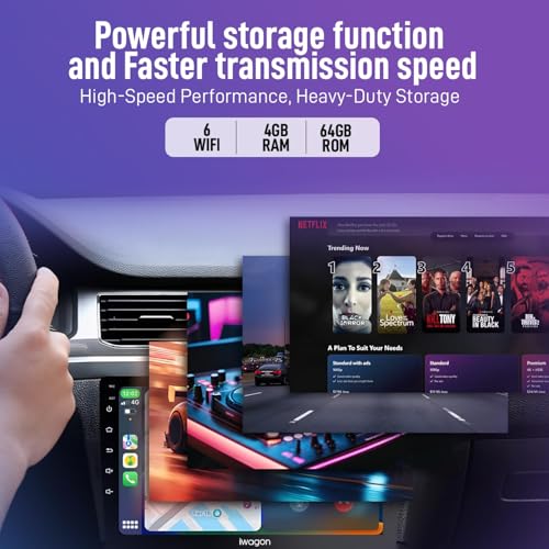 Image of iWagon 4GB+64GB Car Android System Touch Screen 9 Inch|TS9Pro Car Stereo|Wireless Carplay Adapter & Android Auto| 4th Gen Car Display Screen | Including Rearview LED Camera| Universal for All Cars