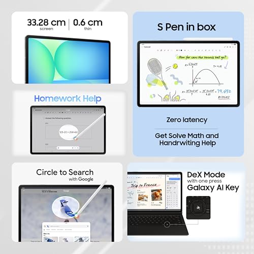 Samsung Galaxy Tab S10 FE+, S Pen in-Box, 27.7 cm (13.1 inch) Display, AI Writing, Desktop Mode, Pre Loaded Pro Apps, 8 GB RAM, 128 GB Storage, Wi-Fi + 5G Tablet, Gray view 2