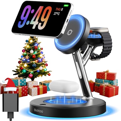 2026 3 in 1 Charging Station for Apple Compatible with Magsafe Charger Stand for iPhone 17 16 15 14 13 12 Wireless Charging Station for AirPods Wireless Charger for iWatch Series