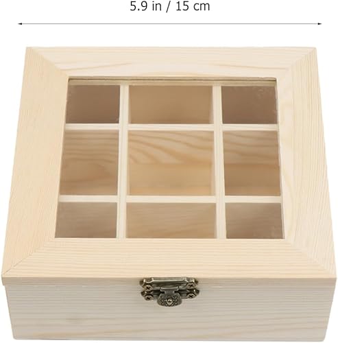 Miniatura 8 de 1 caja de té de madera, organizador de almacenamiento rústico para bolsitas de té, organizador de caja de almacenamiento de café con 9
