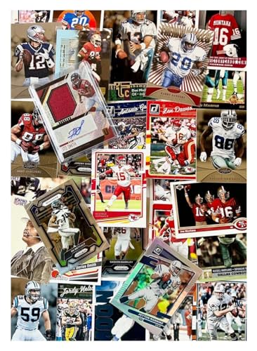 Generic 100 Football Card Hot Pack Box with 1 Authentic Autograph, Jersey, or Relic Cards in Every Box - Can Include Rookies, Stars, All-Stars, and Hall of Famers- Comes in Plain Card Box