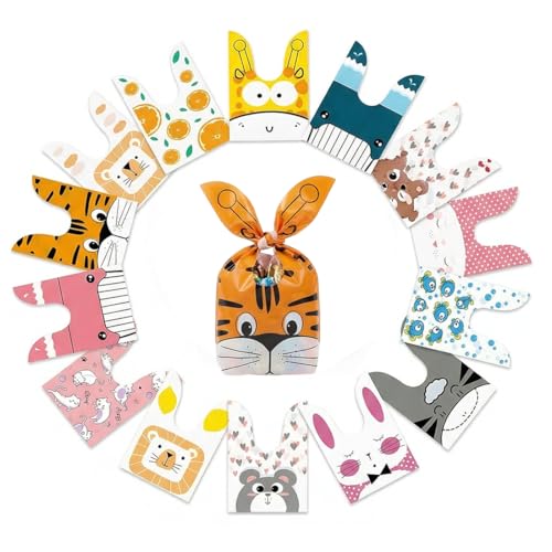 NOPKESV 30 sacs à bonbons de Pâques, sacs à oreilles de lapin, sacs cadeaux pour biscuits sucrés, sacs cadeaux pour les anniversaires d'enfants.