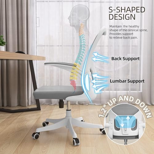 Image of Ergonomic Office Chair, High-Back Mesh Computer Desk Chair with Adjustable Height, Lumbar Support, Flip-Up Armrests,headrest，and Swivel Rolling Design for Home and Office Use