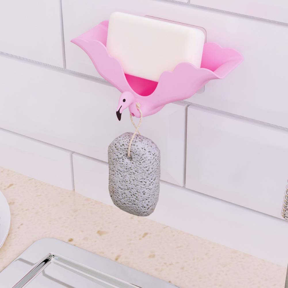 Seifenschale Flamingo – Wandmontage, Mit Ablauflöchern, Aus ABS, Für Bad, Küche & Dusche