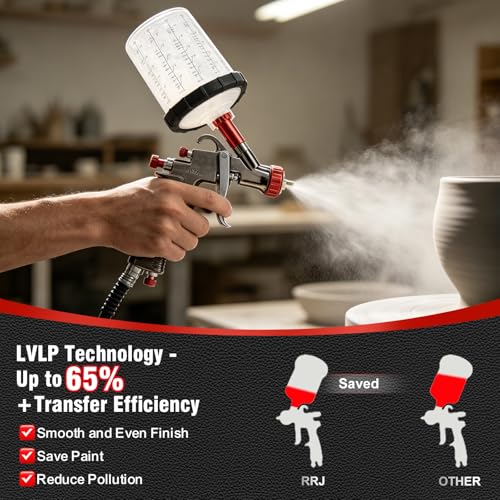 Image of LVLP Automotive Paint Spray Gun R500 Kit, 1.3 /1.5 /1.7 /2.0mm Nozzles LVLP Spray Gun with 600ml Plastic Cup&650ml Disposable Cups& Air Regulator Set, for Painting
