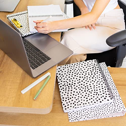 Steel Mill & Co Cute Large Spiral Notebook College Ruled, 11" X 9.5" With Durable Hardcover And 160 Lined Pages, Black Dots #TOP3