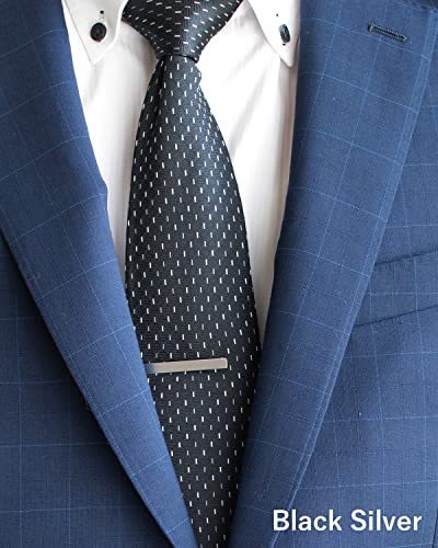 [TAVARAT] Tie Clips for Men, Black Silver Tie Bar Tie Pin made in japan Tps-0143