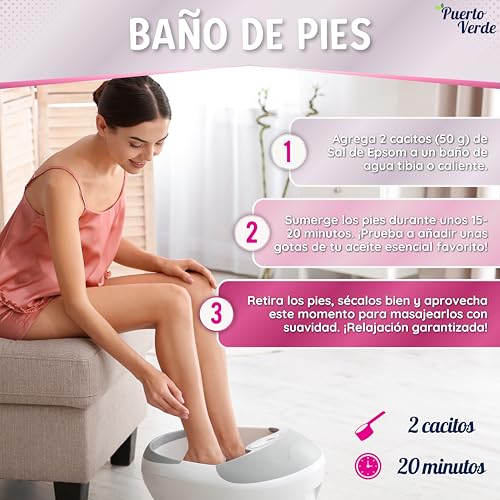 Puerto Verde • Sal de Epsom Pura 9 Kg. Fuente Concentrada de Magnesio. Sal de Baño y Cuidado Personal. Sales Epsom de Rápida Disolución para Relajación Muscular y Buen Sueño. Producción Española. - imagen 4