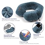 Rewondah Neck Pillows for Travel, Inflatable Travel Pillow, Inflatable Neck Pillow for Traveling Airplane with Soft Velour Washable Cover, U Shape Blow Up Neck Pillow for Airplanes Train Car Travel - Image 5