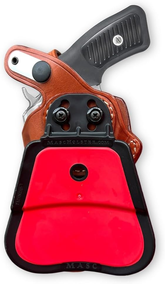 Masc Premium Leather OWB Paddle Holster with Thumb Break, Fits SP-101 3-inch, Right Hand Draw, Brown Color #1034#