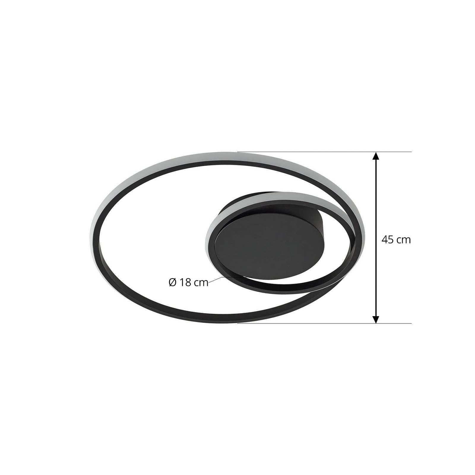 Lindby Bombillas LED lámpara de techo en negro, plafón redondo | lámpara de salón, moderno, 3000 k blanco cálido, de aluminio para comedor, pasillo, sala de estar, salón