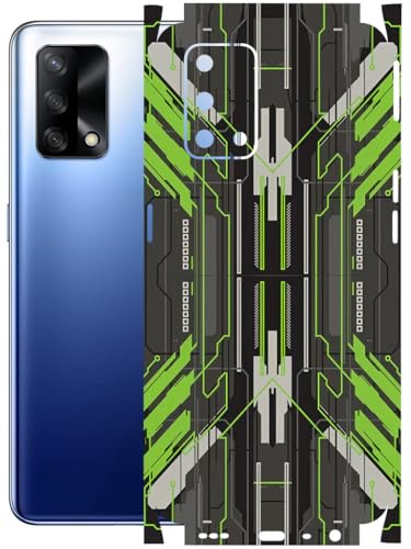 Image of AtOdds - Full Body Back Screen Guard Protector Film - Lamination Wrap Skin Sticker Compatible with Oppo F19 | Scratchproof Matte Finish (Cyber Green)