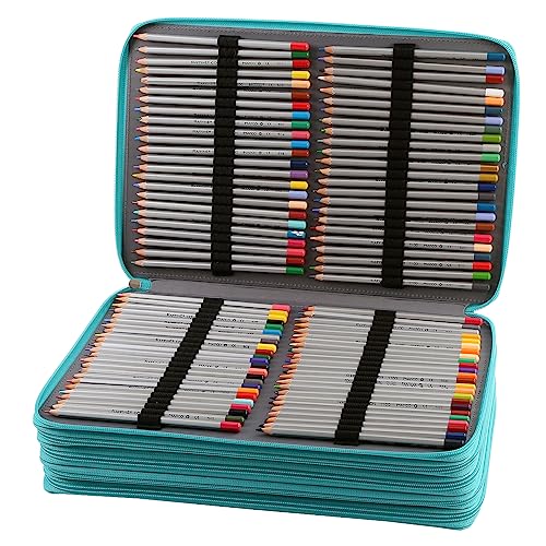 Image of 500 Individual-Slot Colored Pencil Organizer with Zipper - Durable Fabric Art Storage Bag for Painters and Artists