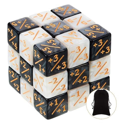 24 Piezas Contadores de Dados, Contadores de Dados Dados de Fichas Dados de Lealtad Cubo de Dados D6 Compatible con MTG, CCG, Accesorios de Juegos de Cartas,con Bolsillos,2 Colores