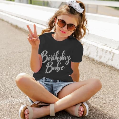 Birthday Girl T-Shirt Kid Girls Glitter Letter Print Birthday Short Sleeve Shirt Sassy Summer Party Tee Tops2