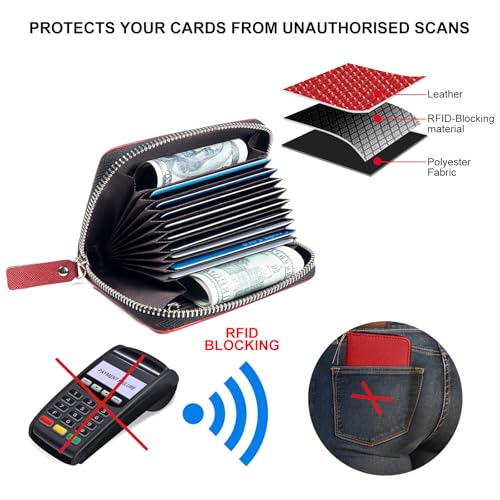 Image of Credit Card Wallet, RFID Card Case Wallet, Zipper Card Cases Holder for Men Women, RFID Blocking, KeyChain Wallet, Compact Size Card Organizer Case for Women