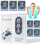 MyHalos® 44pcs Perineal Ice Packs For Postpartum & 30 Witch Hazel Wipes For Hemorrhoids, Soothing Witch Hazel Pads Postpartum Ice Pack, Perineal Cold Pads Postpartum