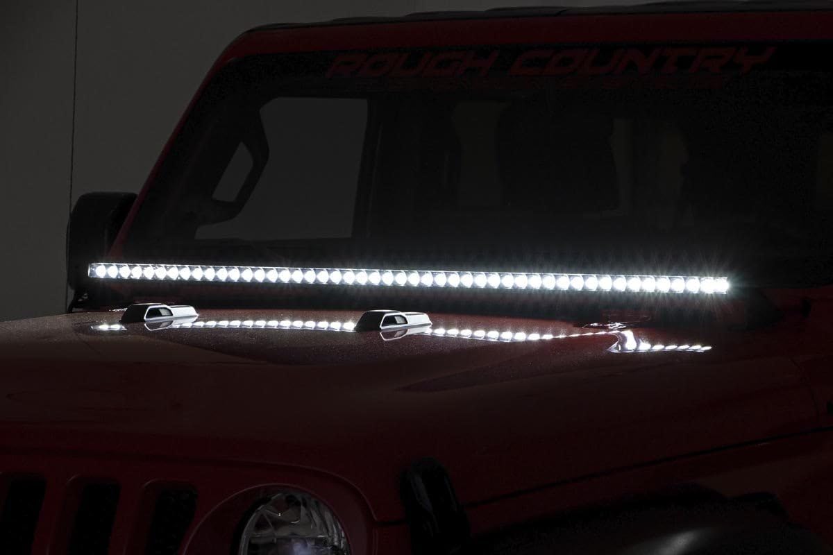 Rough Country 50" Single Row LED Light Bar - 19,200 Lumens Cree LEDs, 240W Spot Beam, Off-Road Waterproof Lighting for Jeeps, Truck & UTV