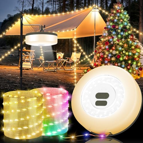 UGDLUCK Christmas String Lights Outdoor Indoor, 32.8FT Camping String Lights