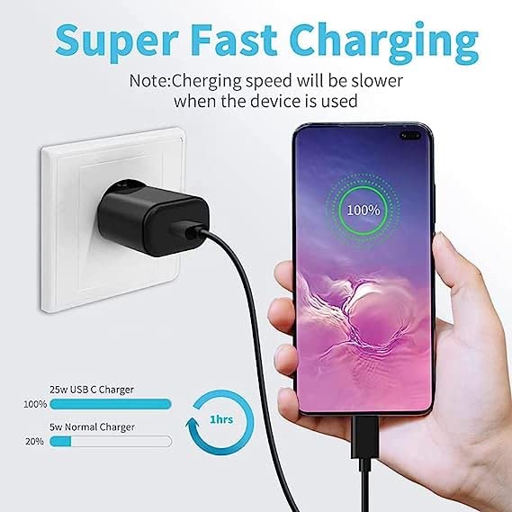 Image of Etguuds Charger Compatible with Samsung 25W USB-C Super Fast Charger for Samsung M33 5G True 25W Pd Charging Adapter Compatible for Samsung M33 5G / M14 5G / M35 5G / M34 5G (Black)