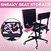Pink Power Sewing Chair with Wheels and Adjustable Back Support - Hydraulic Armless Machine Chair for Crafting, Quilting, Artists - Sewing Room Furniture - Ergonomically Designed Professional (Pink)