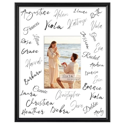 Axeman 11x14 Signature Picture Frame with 5x7 White Mat Wedding Guest Book Alternative Wall Hanging Photo Frame for Graduation Celebration Autograph Display and Home Decor Black