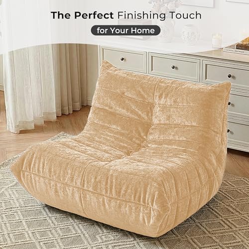 Image of HABUTWAY Giant Bean Bag Chairs Lazy Sofa for Adults,Single,Khaki