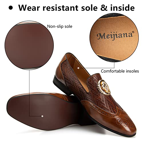 Image of Meijiana Men's Fashion Classic Microfiber PU Leather Loafers and Weeding Dress Shoes for Men