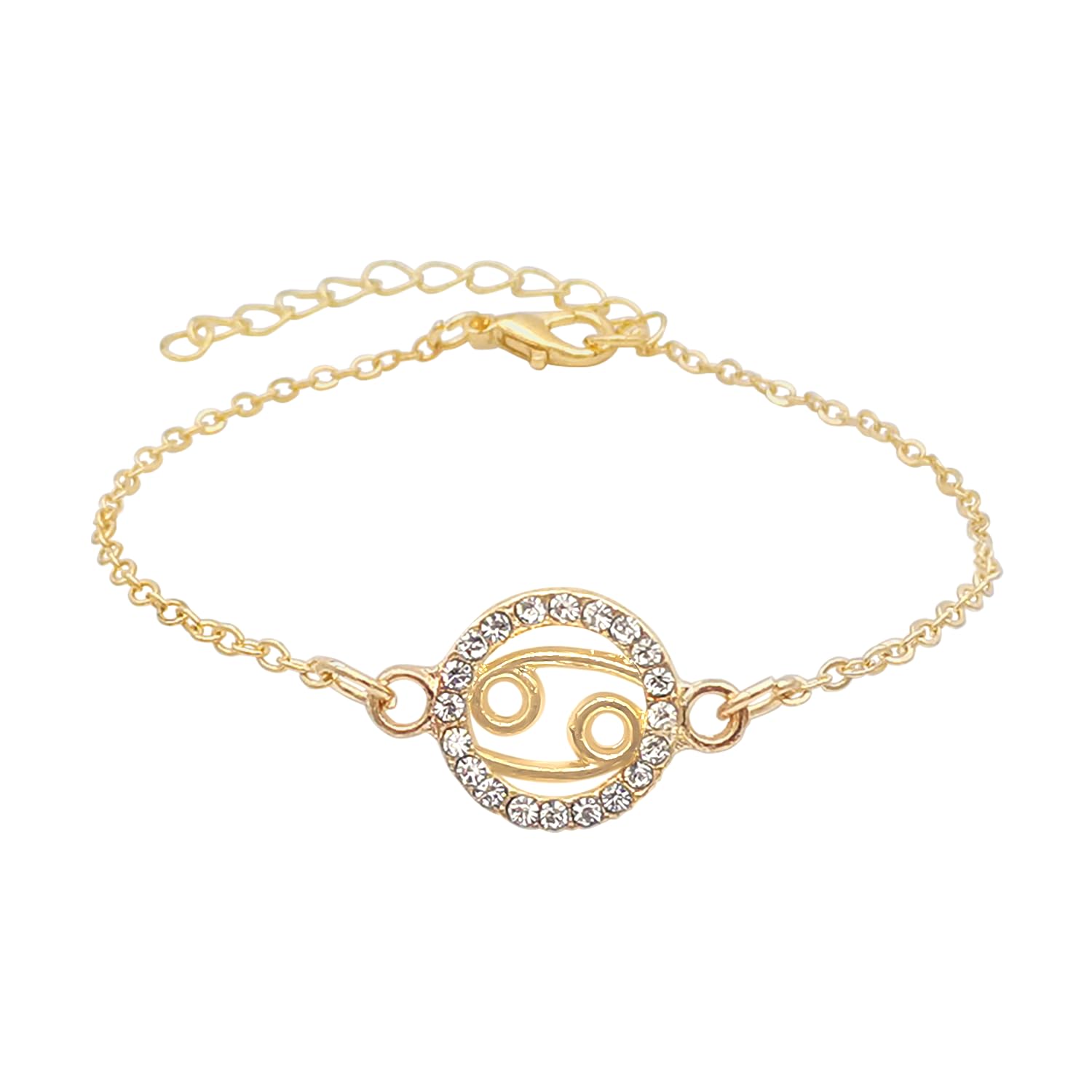 Beljeley Zodiac Charm Link Chain Bracelet for Women Men, Adjustable Zircon Bracelet Zodiac Sign Bracelet Birthday Gift